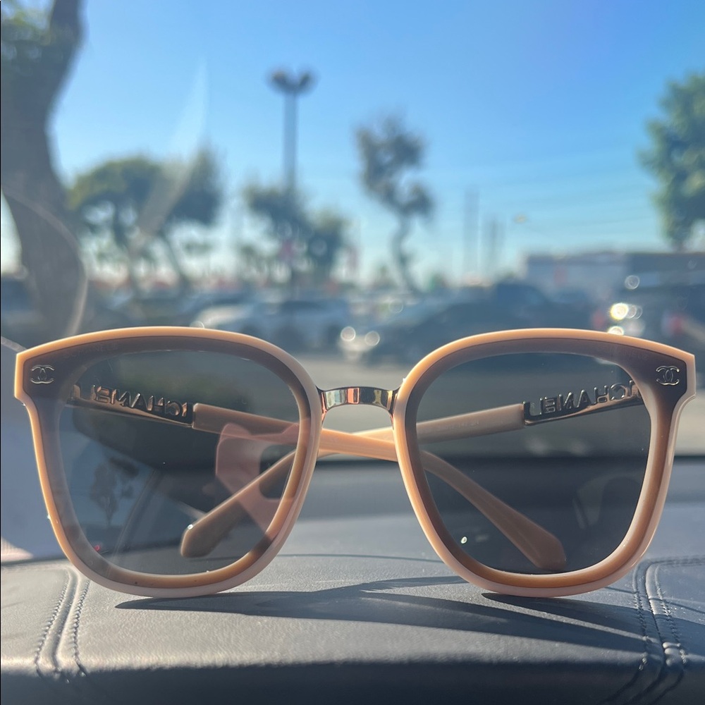 CHANEL Light Tan Sunglasses